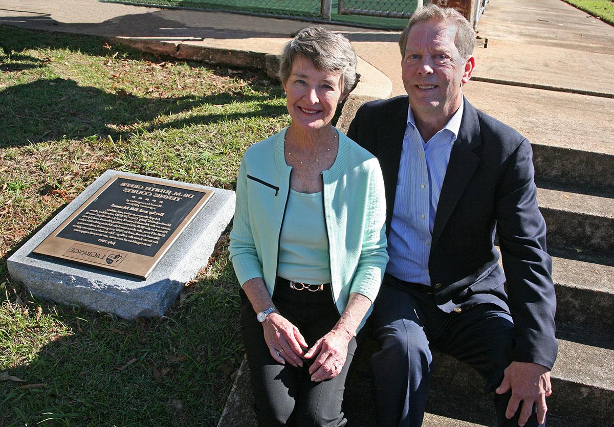 Bill and Becky Manuel pose for a photo after a dedication ceremony.